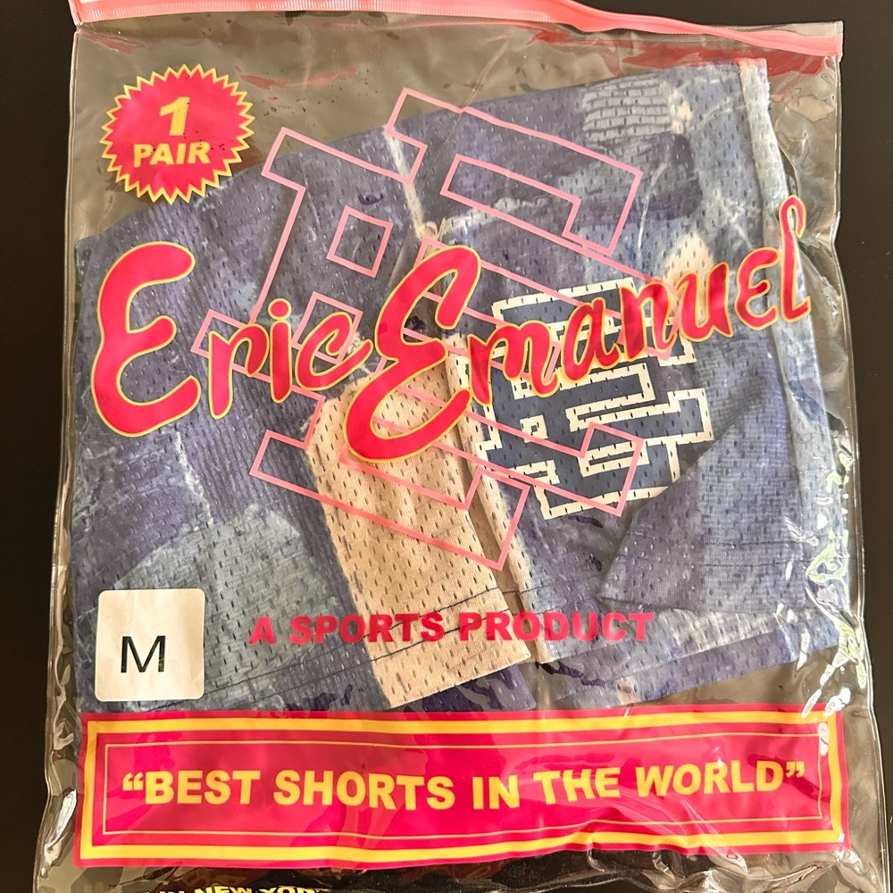 Eric Emanuel Basic Shorts SS23 Sz M Blue Boro Patchwork EE +Worn Once+ Excellent